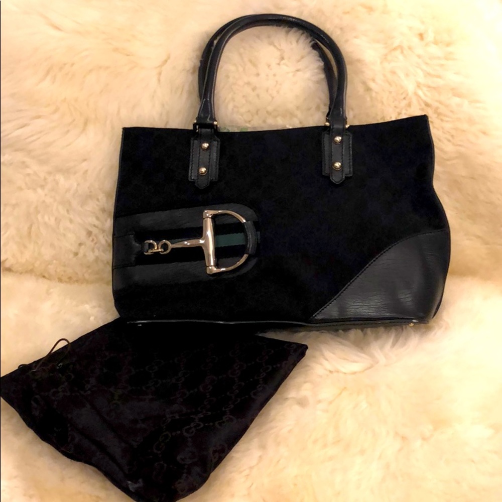 SOLD! Auth Gucci Black Hasler horsebit tote